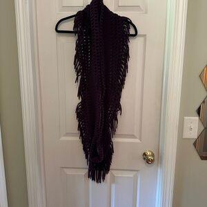 Purple Fringe Knit Scarf